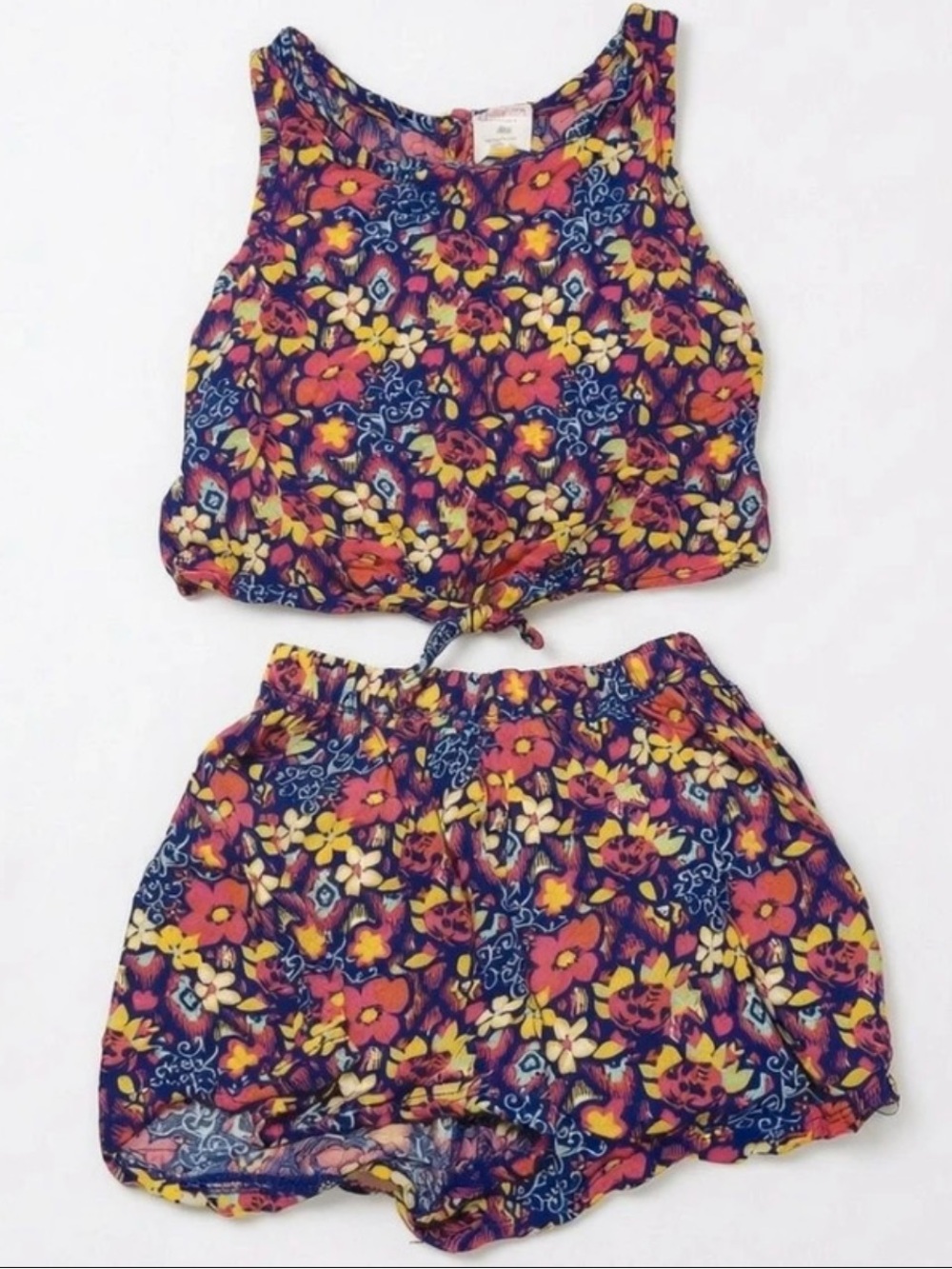 Swiggles Floral Matching Set Size 3T | Bright Boho Tank & Shorts Coord Set